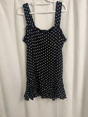 Polka Dot Black & White Sleeveless Women's Dress
